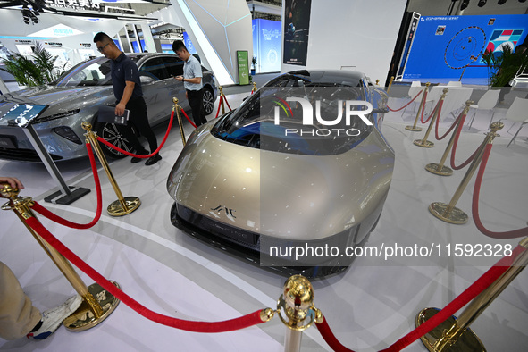 Visitors view JAC Group's concept car DEFINE at the 2024 World Manufacturing Conference in Hefei, China, on September 20, 2024. This four-do...