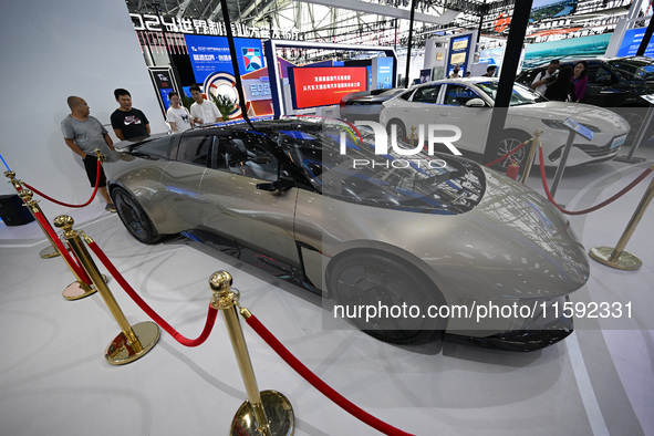 Visitors view JAC Group's concept car DEFINE at the 2024 World Manufacturing Conference in Hefei, China, on September 20, 2024. This four-do...