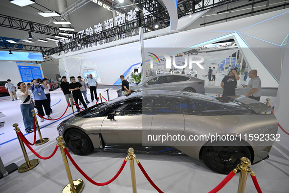 Visitors view JAC Group's concept car DEFINE at the 2024 World Manufacturing Conference in Hefei, China, on September 20, 2024. This four-do...