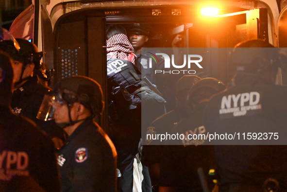 Protesters demonstrate and make their voices heard for Black and Palestinian liberation following the subway shooting in Brooklyn, strikes f...