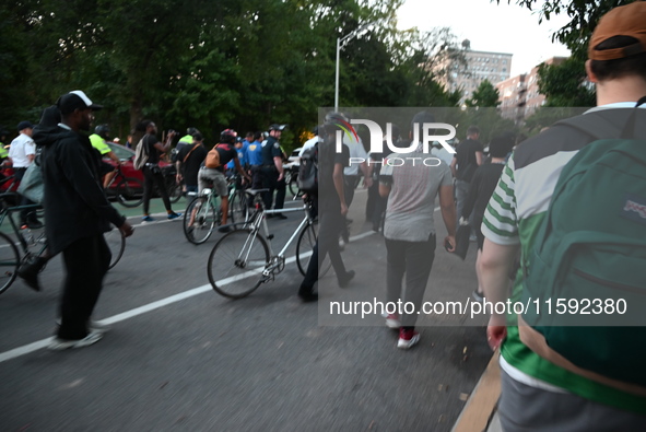 Protesters march and demonstrate for Black and Palestinian liberation following the subway shooting in Brooklyn, strikes from Israel on Hezb...