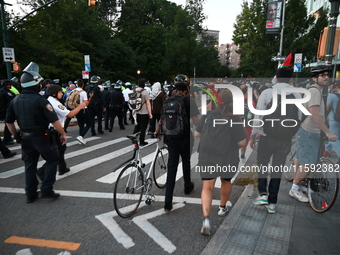 Protesters march and demonstrate for Black and Palestinian liberation following the subway shooting in Brooklyn, strikes from Israel on Hezb...