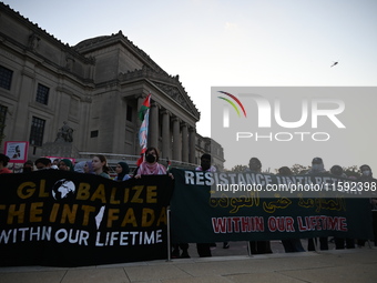 Protesters demonstrate at Brooklyn Museum. Protesters demonstrate and make their voices heard for Black and Palestinian liberation following...