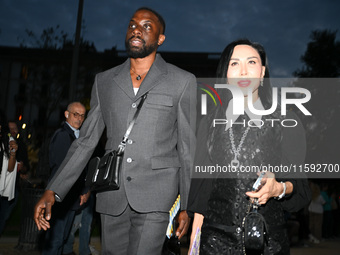 Vip arrives at the Versace fashion show during the Milan Womenswear Spring/Summer 2025 in Milan, Italy, on September 20, 2024 (