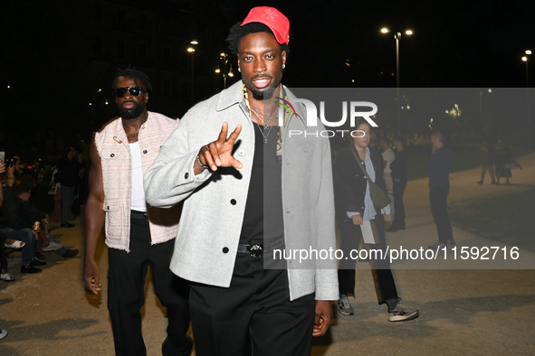 Vip arrives at the Versace fashion show during the Milan Womenswear Spring/Summer 2025 in Milan, Italy, on September 20, 2024 