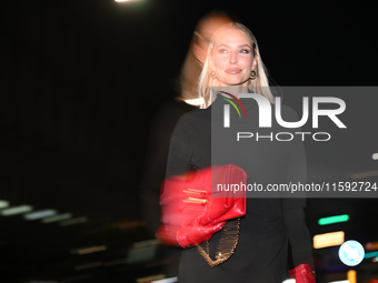 Leonie Hanne arrives at the Versace fashion show during the Milan Womenswear Spring/Summer 2025 in Milan, Italy, on September 20, 2024 (