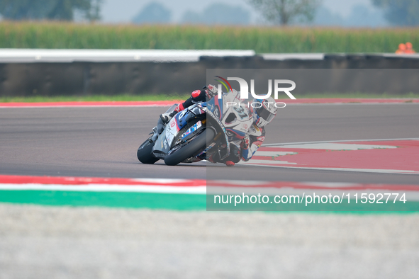 Garret Gerloff from the United States of America, of the Bonovo Action BMW Team, rides a BMW M1000 RR during the FIM Motul Superbike World C...