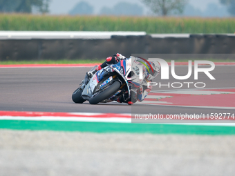 Garret Gerloff from the United States of America, of the Bonovo Action BMW Team, rides a BMW M1000 RR during the FIM Motul Superbike World C...