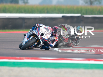 Scott Redding from the United Kingdom of Bonovo Action BMW Team rides a BMW M1000 RR, and Tito Rabat from Spain of Kawasaki Puccetti Racing...