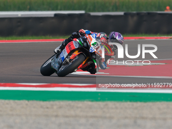 Michael Ruben Rinaldi from Italy of Team Motocorsa Racing rides a Ducati Panigale V4R during the FIM Motul Superbike World Championship - Fr...