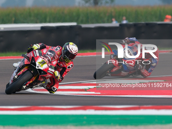 Alvaro Bautista from Spain of the Aruba.it Ducati Team rides a Ducati Panigale V4R during the FIM Motul Superbike World Championship free pr...