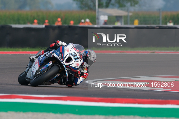 Garret Gerloff from the United States of America, of the Bonovo Action BMW Team, rides a BMW M1000 RR during the FIM Motul Superbike World C...