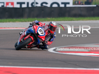 Xavi Vierge from Spain of Team HRC rides a Honda CBR1000 RR during the FIM Motul Superbike World Championship - Free practice session of the...