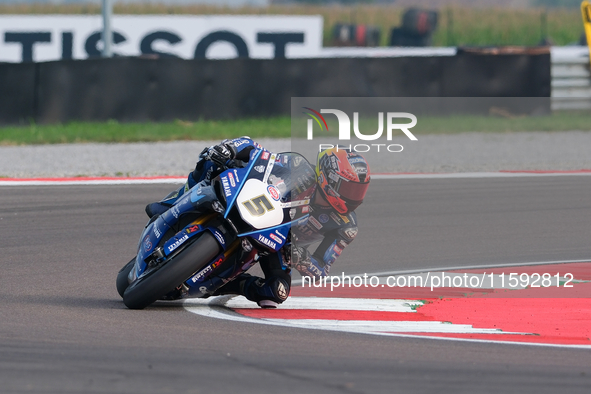 Philipp Oettl from Germany of Team GMT94 Yamaha rides a Yamaha YZF R1 during the FIM Motul Superbike World Championship - Free practice sess...