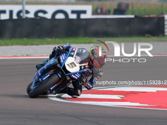 Philipp Oettl from Germany of Team GMT94 Yamaha rides a Yamaha YZF R1 during the FIM Motul Superbike World Championship - Free practice sess...