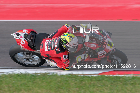 Alvaro Bautista from Spain of the Aruba.it Ducati Team rides a Ducati Panigale V4R during the FIM Motul Superbike World Championship free pr...