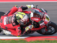 Alvaro Bautista from Spain of the Aruba.it Ducati Team rides a Ducati Panigale V4R during the FIM Motul Superbike World Championship free pr...