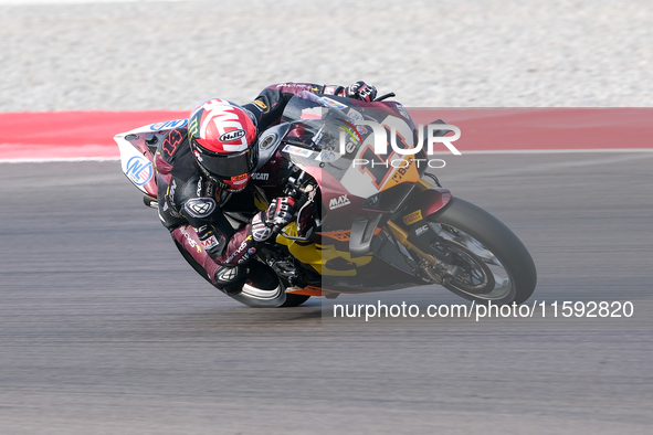 Sam Lowes from the United Kingdom of the ELF Marc VDS Racing Team rides a Ducati Panigale V4R during the FIM Motul Superbike World Champions...