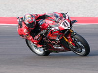 Nicolo Bulega from Italy of the Aruba.it Ducati Team rides a Ducati Panigale V4R during the FIM Motul Superbike World Championship free prac...