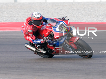 Xavi Vierge from Spain of Team HRC rides a Honda CBR1000 RR during the FIM Motul Superbike World Championship - Free practice session of the...