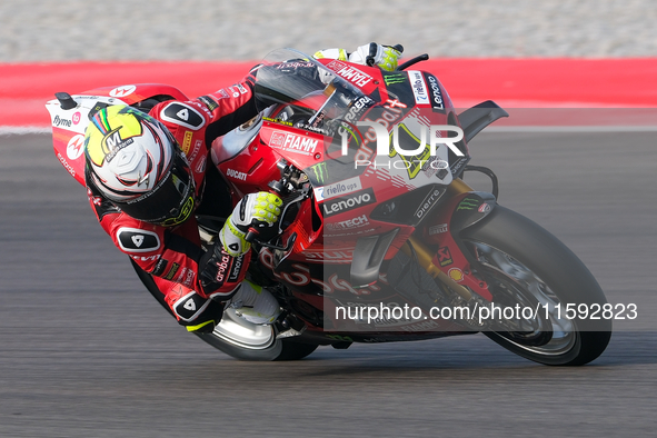 Alvaro Bautista from Spain of the Aruba.it Ducati Team rides a Ducati Panigale V4R during the FIM Motul Superbike World Championship free pr...