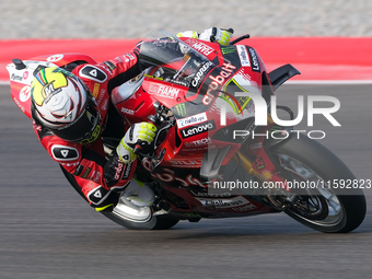 Alvaro Bautista from Spain of the Aruba.it Ducati Team rides a Ducati Panigale V4R during the FIM Motul Superbike World Championship free pr...