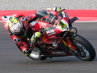 Alvaro Bautista from Spain of the Aruba.it Ducati Team rides a Ducati Panigale V4R during the FIM Motul Superbike World Championship free pr...