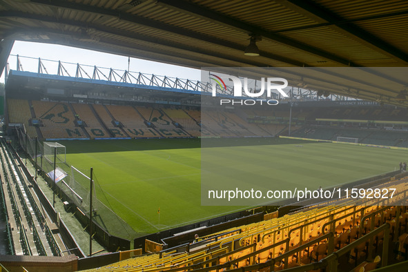 A general view of Norwich City Football Club ground before the Sky Bet Championship match between Norwich City and Watford at Carrow Road in...