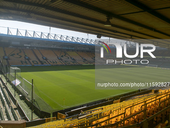 A general view of Norwich City Football Club ground before the Sky Bet Championship match between Norwich City and Watford at Carrow Road in...