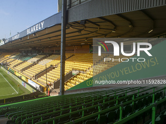 A general view of Norwich City Football Club ground before the Sky Bet Championship match between Norwich City and Watford at Carrow Road in...