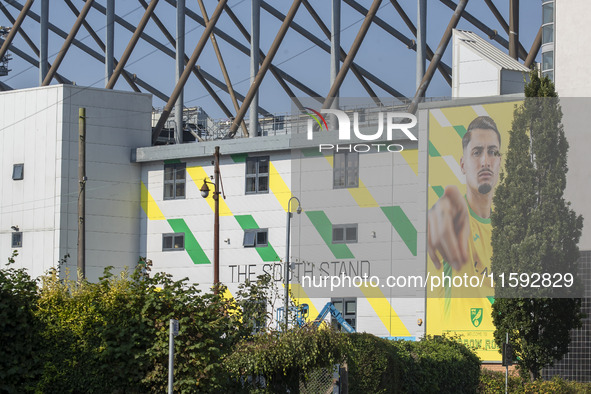 A general view of Norwich City Football Club ground before the Sky Bet Championship match between Norwich City and Watford at Carrow Road in...