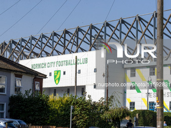 A general view of Norwich City Football Club ground before the Sky Bet Championship match between Norwich City and Watford at Carrow Road in...