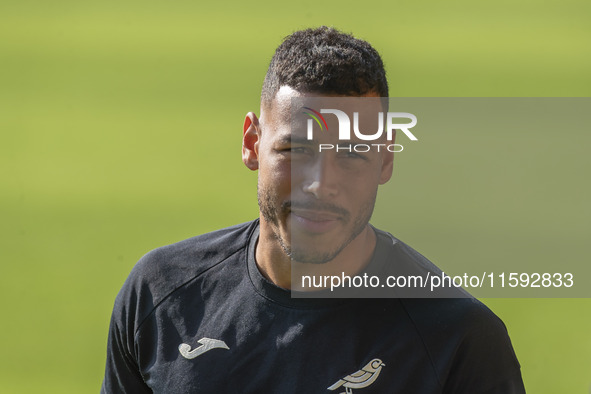 Onel Hernandez of Norwich City is seen before the Sky Bet Championship match between Norwich City and Watford at Carrow Road in Norwich, Eng...