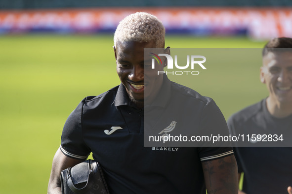 Jose Cordoba of Norwich City is seen before the Sky Bet Championship match between Norwich City and Watford at Carrow Road in Norwich, Engla...