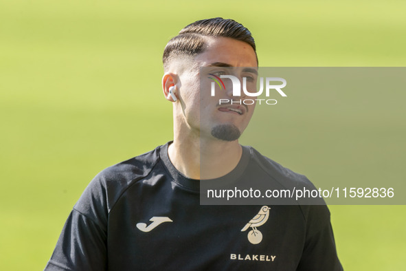 Borja Sainz of Norwich City is seen before the Sky Bet Championship match between Norwich City and Watford at Carrow Road in Norwich, Englan...