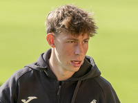 Oscar Schwartau of Norwich City is seen before the Sky Bet Championship match between Norwich City and Watford at Carrow Road in Norwich, En...