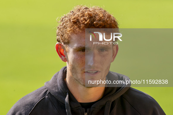 Josh Sargent of Norwich City is seen before the Sky Bet Championship match between Norwich City and Watford at Carrow Road in Norwich, Engla...