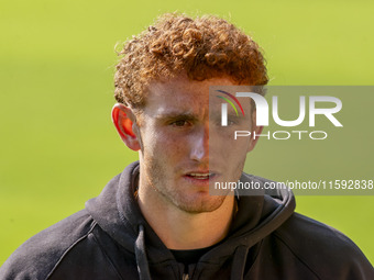 Josh Sargent of Norwich City is seen before the Sky Bet Championship match between Norwich City and Watford at Carrow Road in Norwich, Engla...