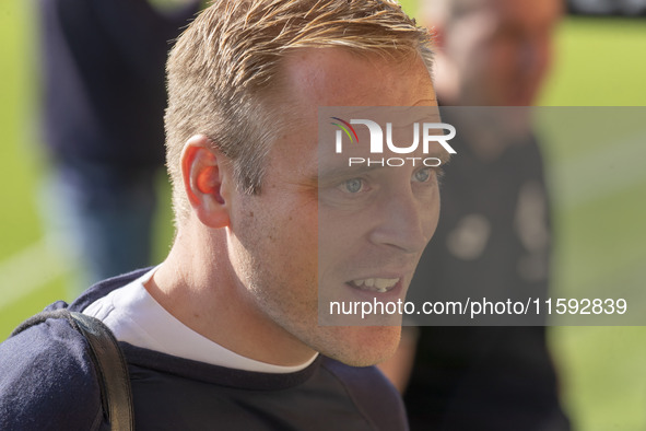 Norwich City Manager, Johannes Hoff Thorup, stands before the Sky Bet Championship match between Norwich City and Watford at Carrow Road in...