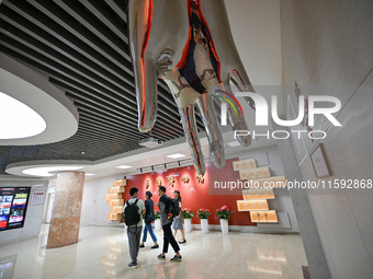 Visitors visit the Sign Language Museum at the Nanjing School for the Deaf in Nanjing, China, on September 21, 2024. (