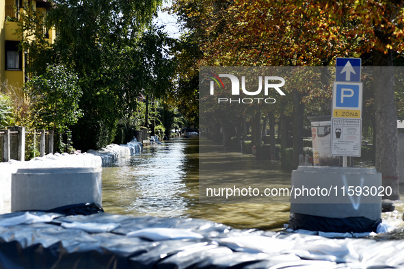 A street is completely flooded on the bank of the Danube in Vac, Hungary, about 42km from Budapest, as the peak water levels of the Danube a...