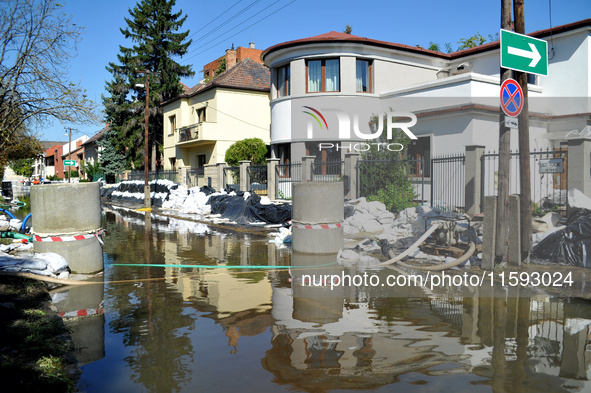 Houses on a flooded street on the bank of the Danube in Vac, Hungary, about 42km from Budapest, as the peak water levels of the Danube are e...