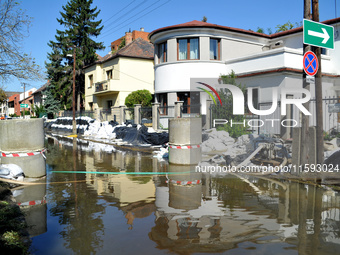 Houses on a flooded street on the bank of the Danube in Vac, Hungary, about 42km from Budapest, as the peak water levels of the Danube are e...