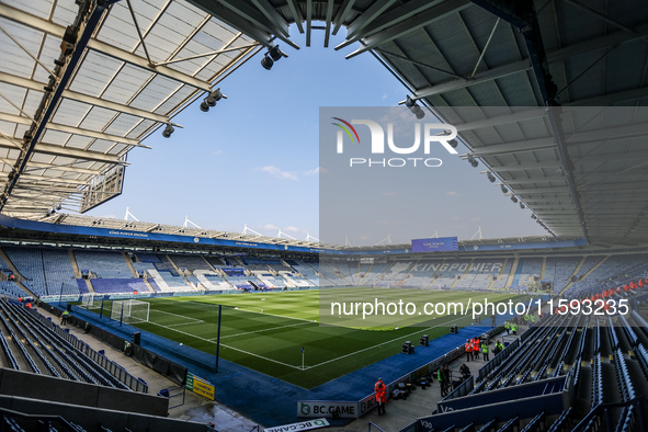 A general view of the ground during the Premier League match between Leicester City and Everton at the King Power Stadium in Leicester, Engl...