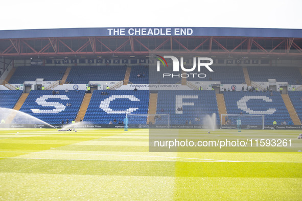 General view of Edgeley Park during the Sky Bet League 1 match between Stockport County and Leyton Orient at the Edgeley Park Stadium in Sto...