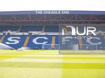 General view of Edgeley Park during the Sky Bet League 1 match between Stockport County and Leyton Orient at the Edgeley Park Stadium in Sto...