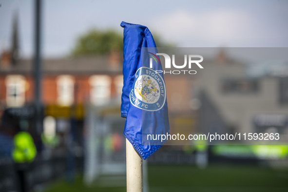 The Stockport County F.C. corner flag during the Sky Bet League 1 match between Stockport County and Leyton Orient at the Edgeley Park Stadi...