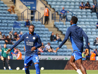 #10, Stephy Mavididi of Leicester City (facing camera) warms up during the Premier League match between Leicester City and Everton at the Ki...