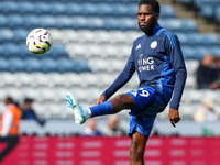 Odsonne Edouard of Leicester City warms up during the Premier League match between Leicester City and Everton at the King Power Stadium in L...