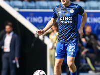 Oliver Skipp of Leicester City warms up during the Premier League match between Leicester City and Everton at the King Power Stadium in Leic...